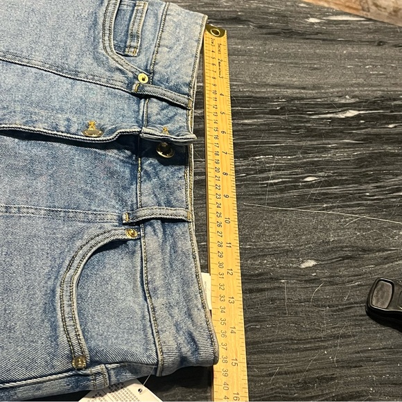 Michael Michael Kors Denim Gold Button Front Skirt - Picture 4 of 5